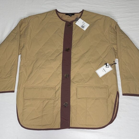 Forever 21 Khaki Quilted Jacket – Lightweight Button-Up Coat – Size S UNISEX - Picture 1 of 6